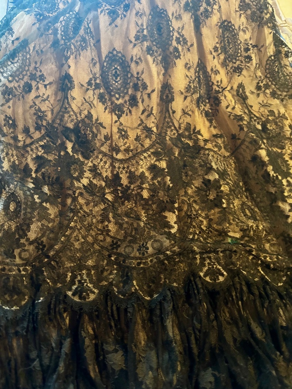 50s Bill Blass Black Cameo Tulle Lace Cocktail Dress S-M no label - Picture 7 of 10